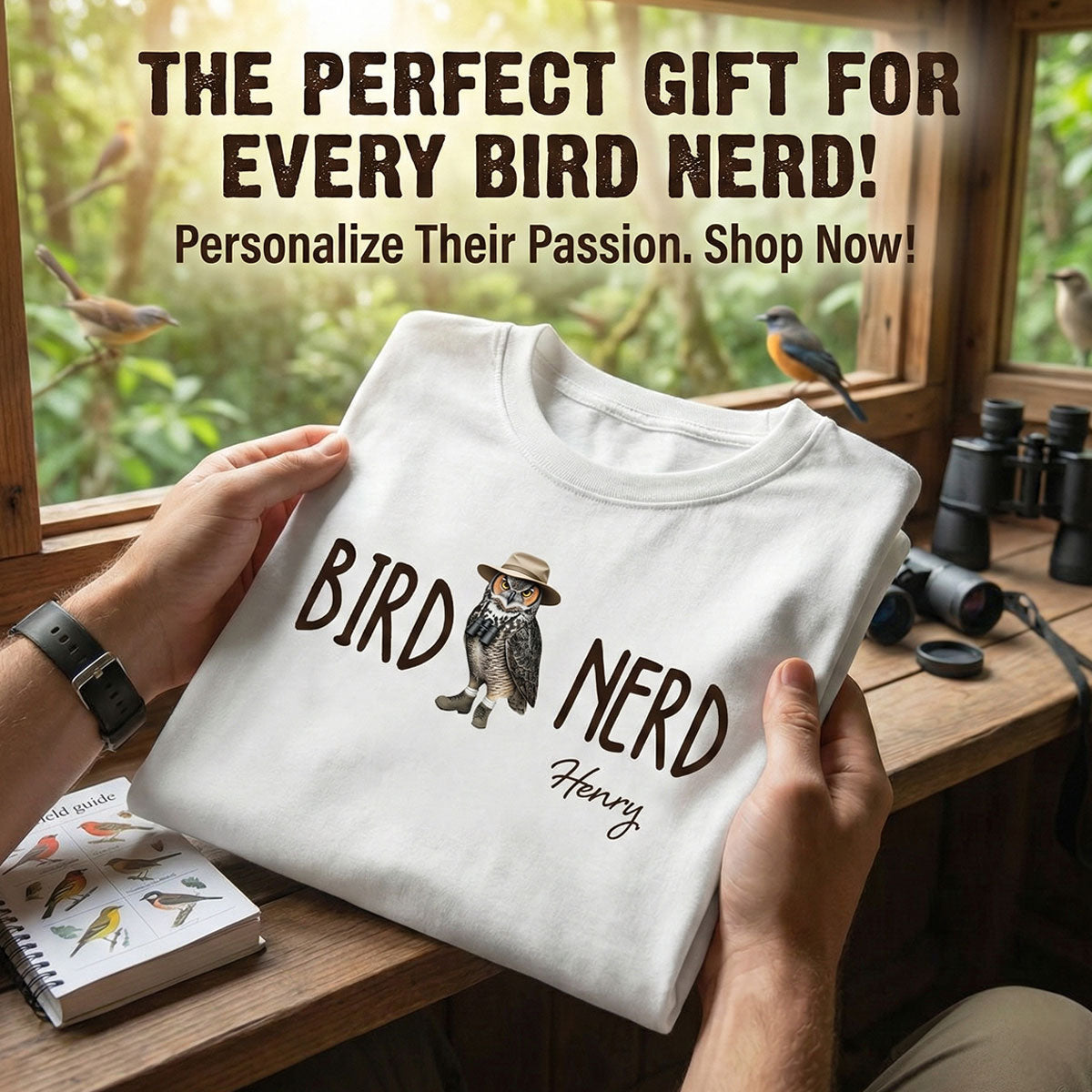 Bird Nerd - Personalized Shirt - Gift for Bird Lover, Birdwatcher, Bird Watching Gifts