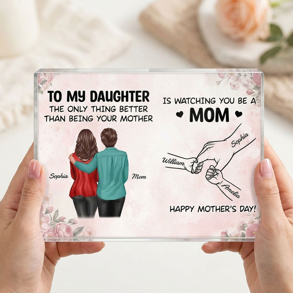 From Mom To Daughter Watching You Be A Mom - Personalized Acrylic Block Plaque - Mother's Day Gift For Daughter