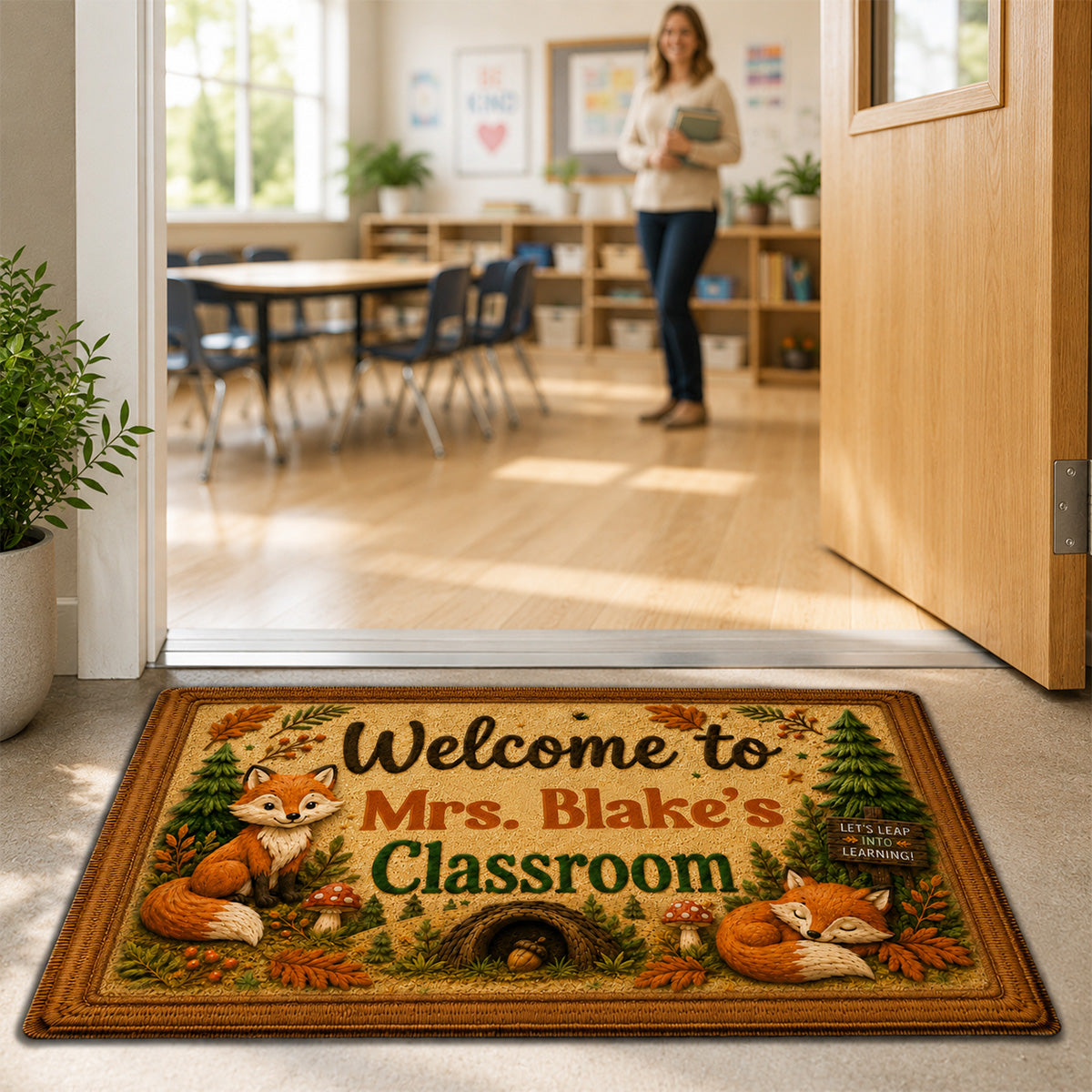 Woodland Animals Teacher Welcome - Personalized Doormat - Back To School Gift