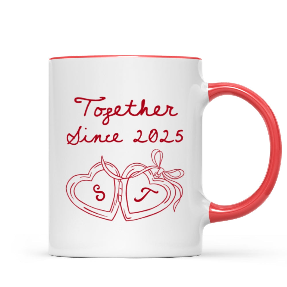 Cheers To Forever Couple Custom Heart Locket - Personalized Mug - Gift For Her, Gift For Him