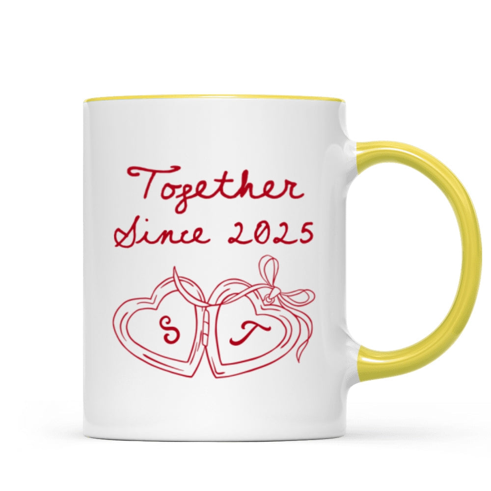 Cheers To Forever Couple Custom Heart Locket - Personalized Mug - Gift For Her, Gift For Him