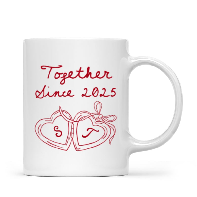 Cheers To Forever Couple Custom Heart Locket - Personalized Mug - Gift For Her, Gift For Him
