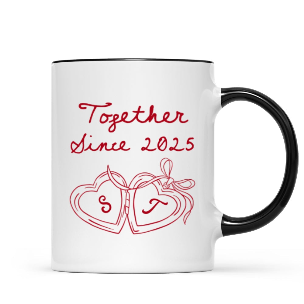 Cheers To Forever Couple Custom Heart Locket - Personalized Mug - Gift For Her, Gift For Him