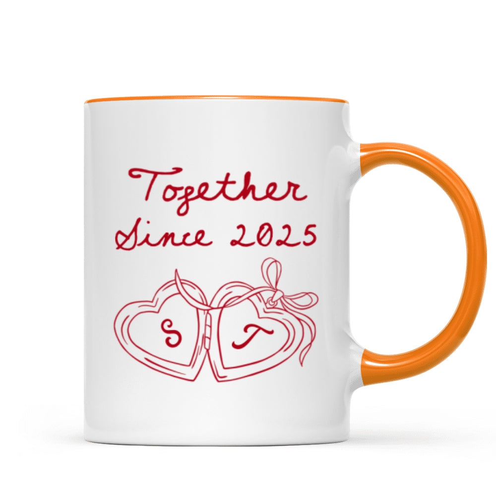 Cheers To Forever Couple Custom Heart Locket - Personalized Mug - Gift For Her, Gift For Him