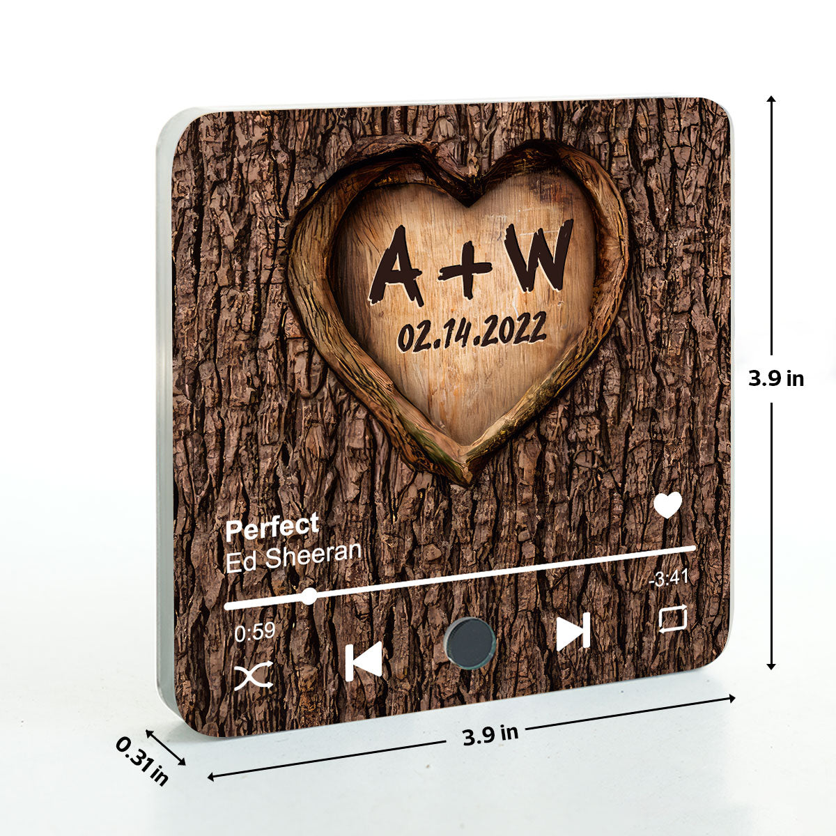 Couple Name Initials In A Heart Tree - Personalized Music Fridge Magnet - Valentine's Day, Anniversary, Engagement Gift