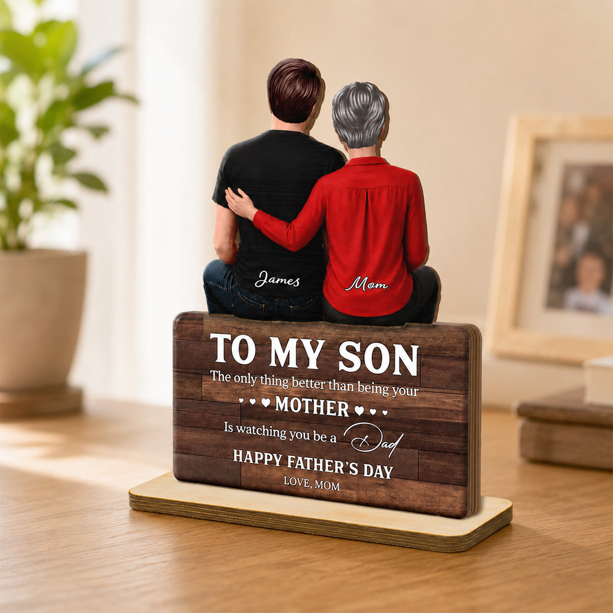 To My Son Happy  2D Flat - Personalized Wooden Plaque - Heartfelt  Gift For Son
