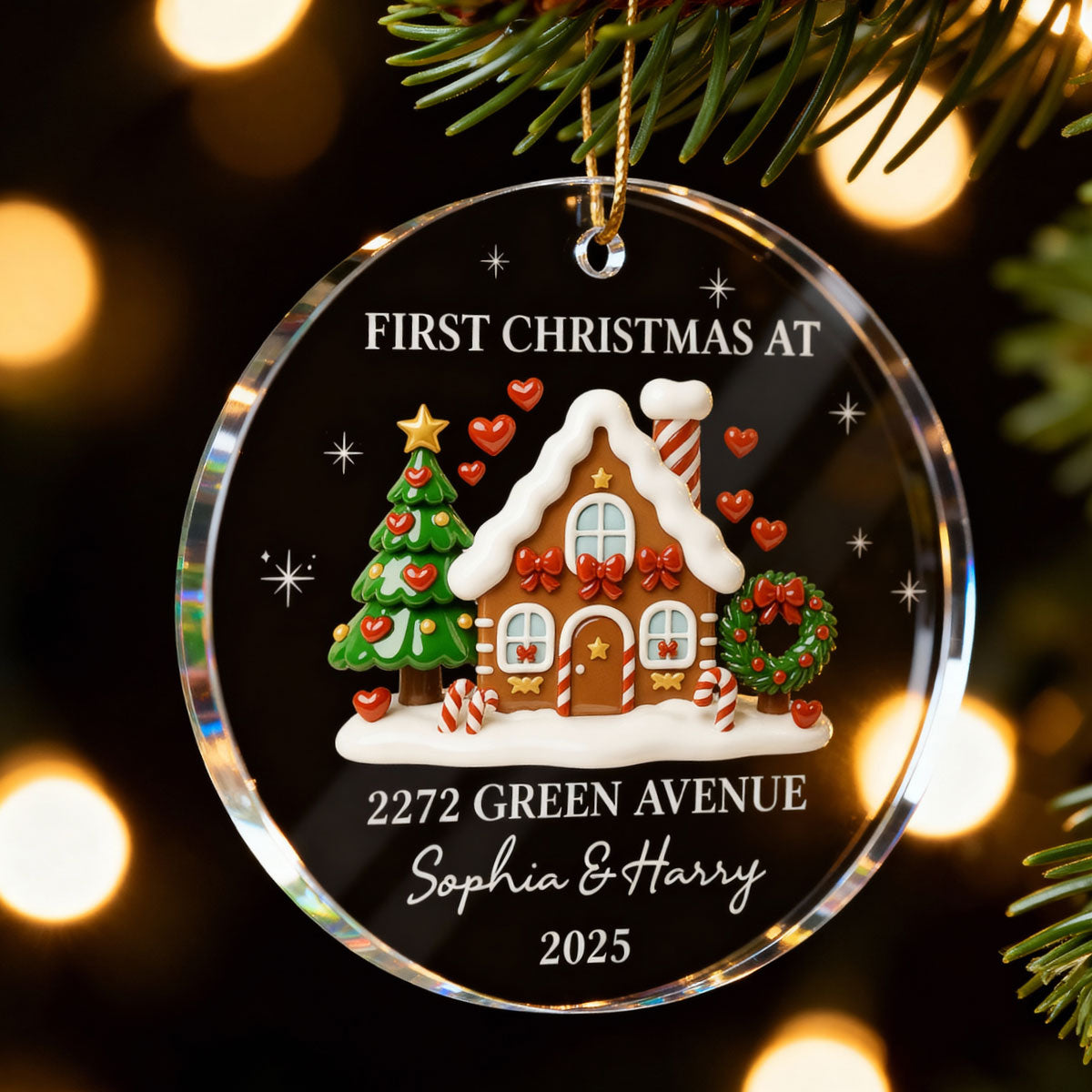 First Christmas New Home 3D Effect Gingerbread House - Personalized Acrylic Ornament