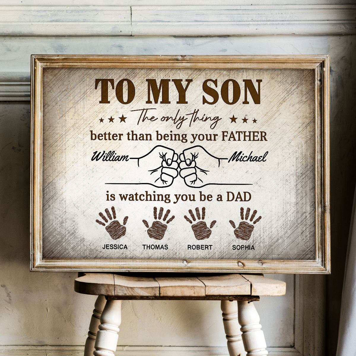 Retro Vintage From Dad To Son Watching You Be A Dad - Personalized Poster - Father's Day Gift For Son