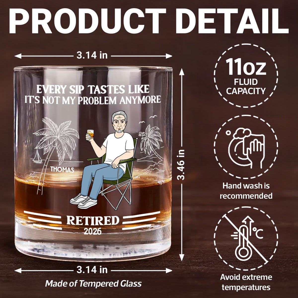 Every Sip Tastes Like Not My Problem Anymore - Personalized Wine Glass - Retirement Gift