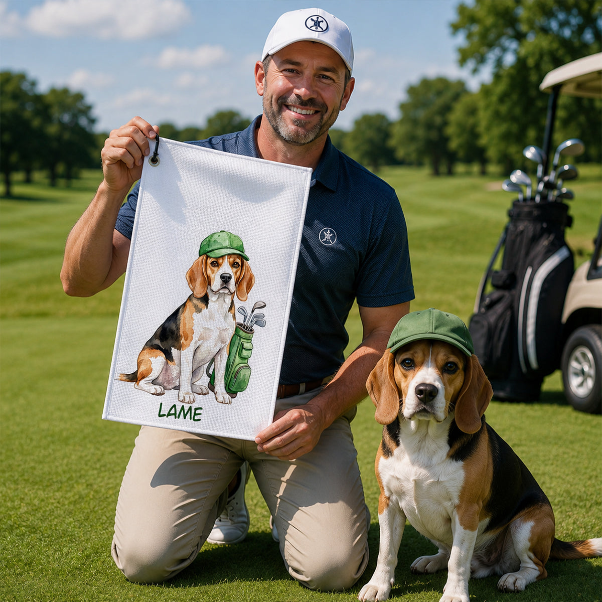 Custom Pet Golf Towel Using Pet Photo - Father's Day Gift for Dog Dad, Cat Dad, Husband