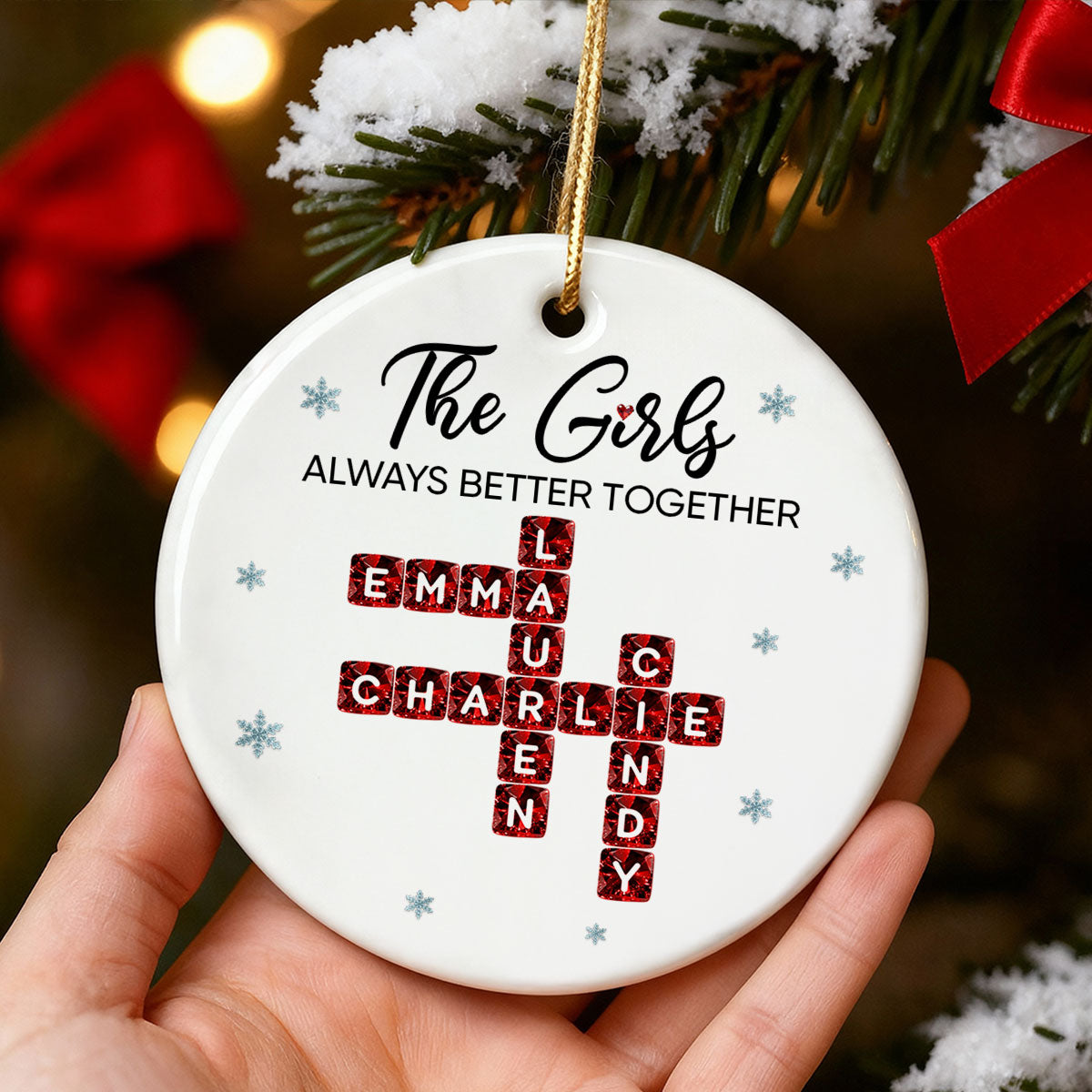 The Girl Always Better Together 3D Crystal Effect Crossword - Personalized Ceramic Ornament - Christmas Gift for Best Friends, Sisters