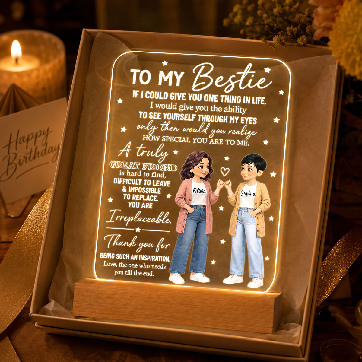To My Bestie You Are Special To Me Pinky Promise Besties - Personalized Acrylic Plaque LED Night Light - Friendship Gift, Birthday Gift For Best Friends
