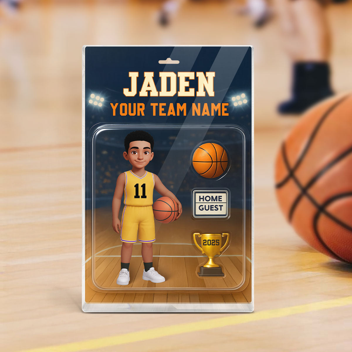Basketball Player Custom Figure 3D Effect - Personalized Acrylic Block Plaque - Christmas Gift for Son, Daughter, Grandkids