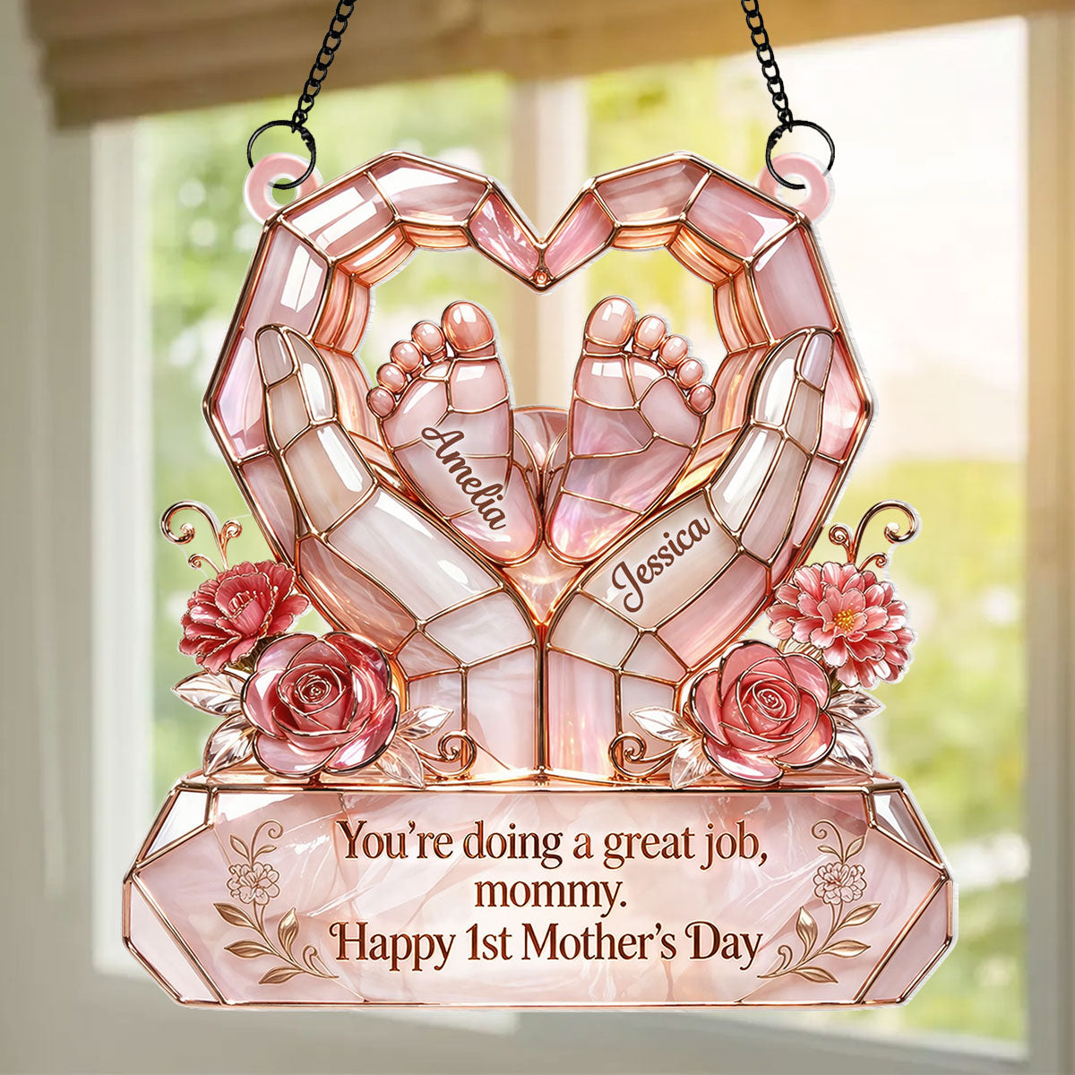 Happy 1st Mother's Day - Personalized Suncatcher - Heartfelt Mother's Day Gift for New Mom, Wife