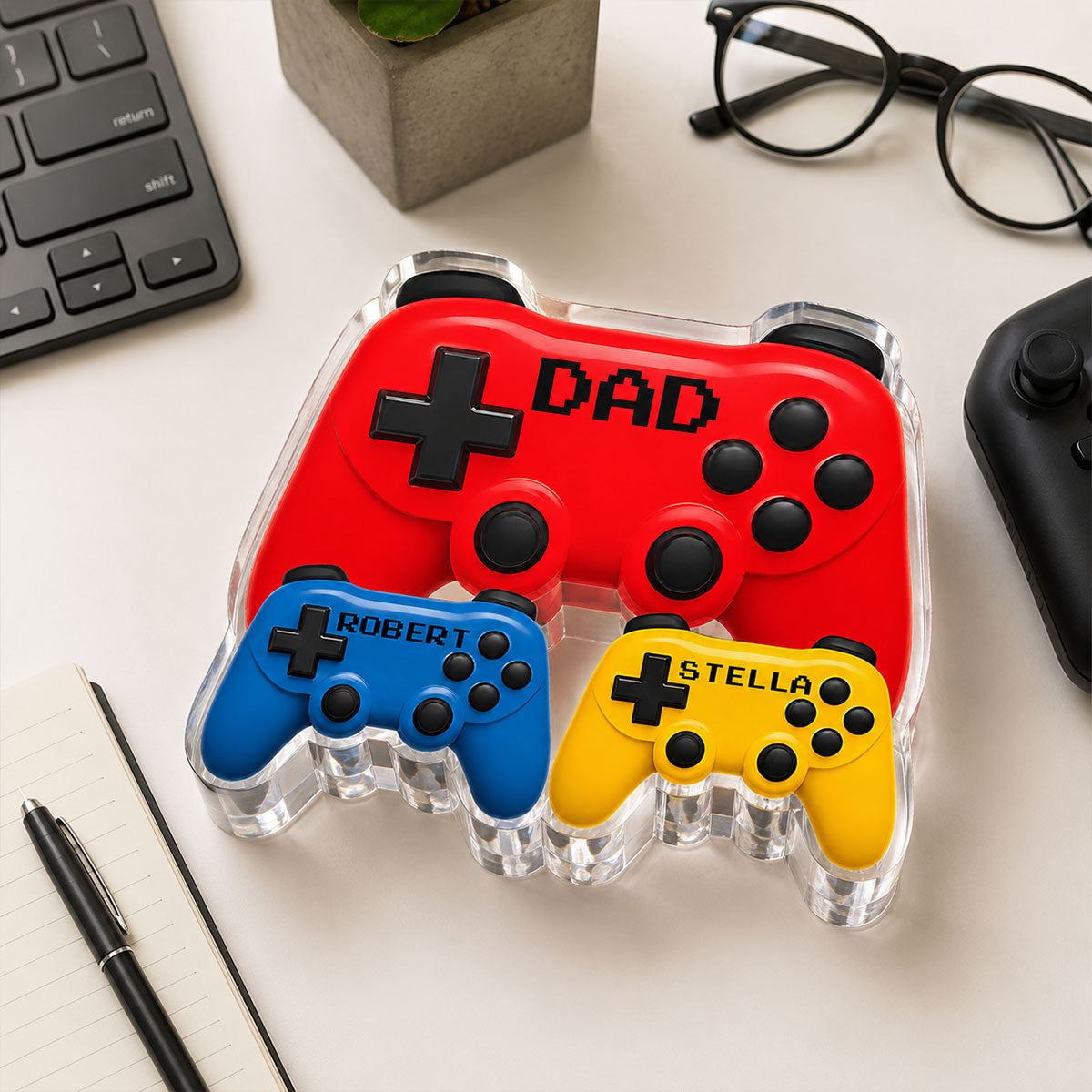 Gamer Dad Controllers - Personalized Acrylic Block Plaque -  Gift For Dad, Husband, Gamers