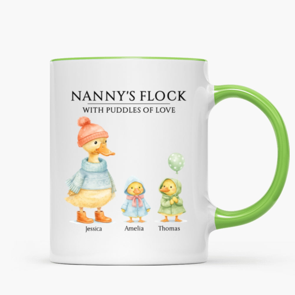 Nanny's Flock with Puddles of Love - Personalised Mug - Gift for Grandma