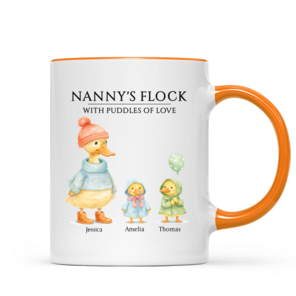 Nanny's Flock with Puddles of Love - Personalised Mug - Gift for Grandma