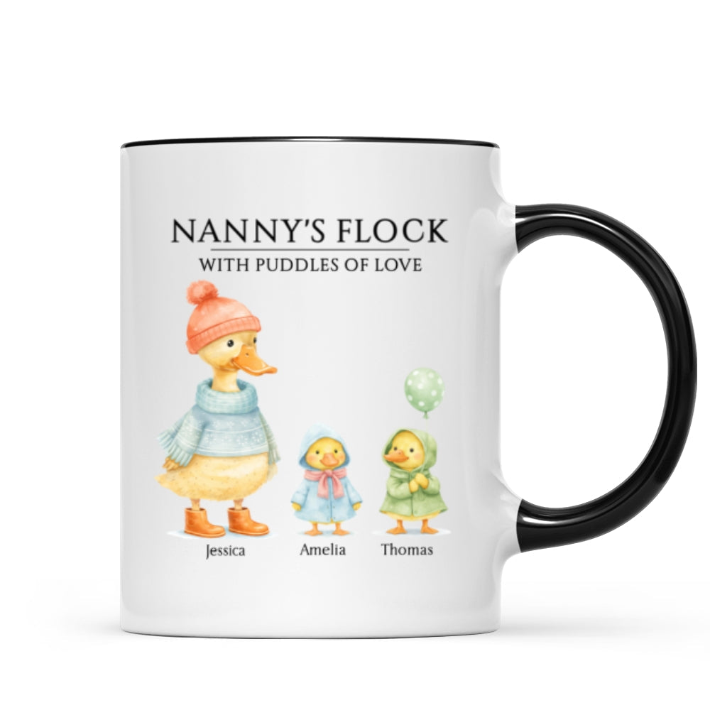 Nanny's Flock with Puddles of Love - Personalised Mug - Gift for Grandma