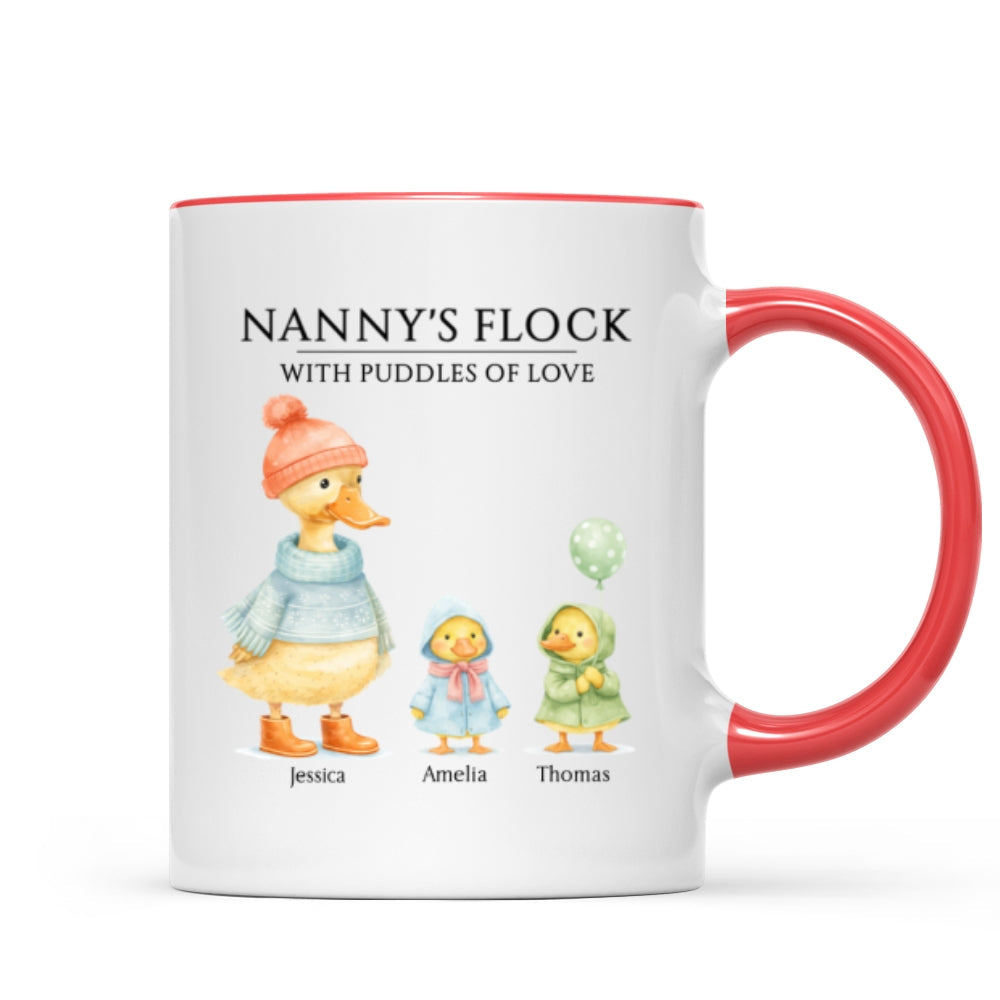 Nanny's Flock with Puddles of Love - Personalised Mug - Gift for Grandma