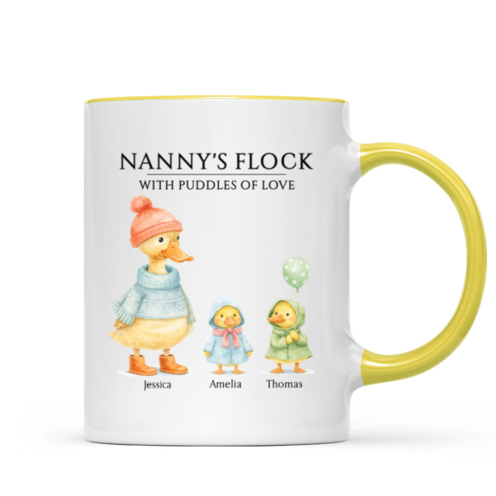 Nanny's Flock with Puddles of Love - Personalised Mug - Gift for Grandma