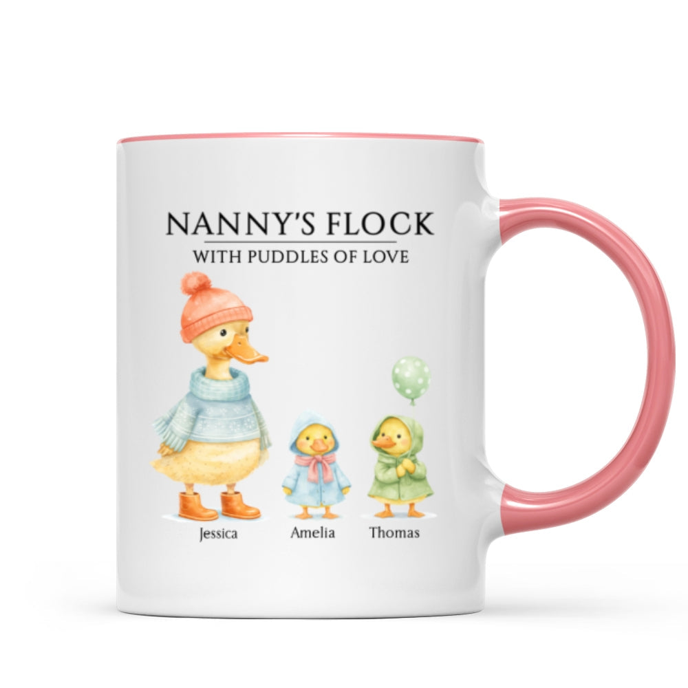 Nanny's Flock with Puddles of Love - Personalised Mug - Gift for Grandma