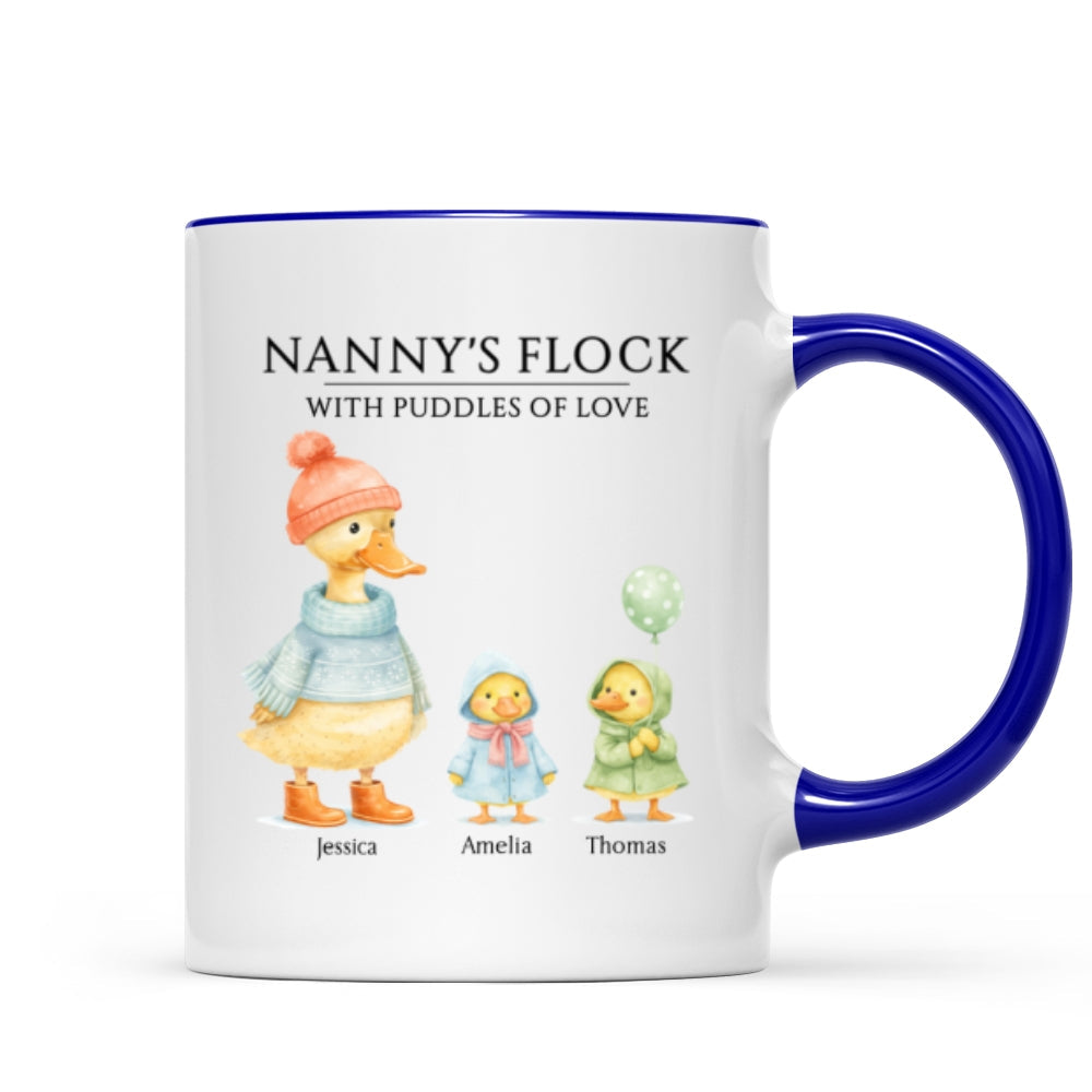 Nanny's Flock with Puddles of Love - Personalised Mug - Gift for Grandma
