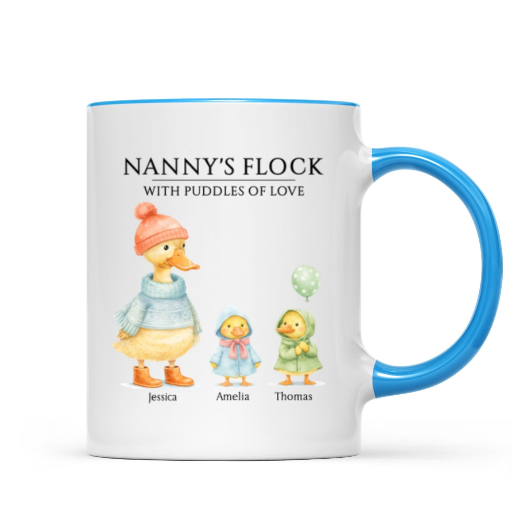 Nanny's Flock with Puddles of Love - Personalised Mug - Gift for Grandma