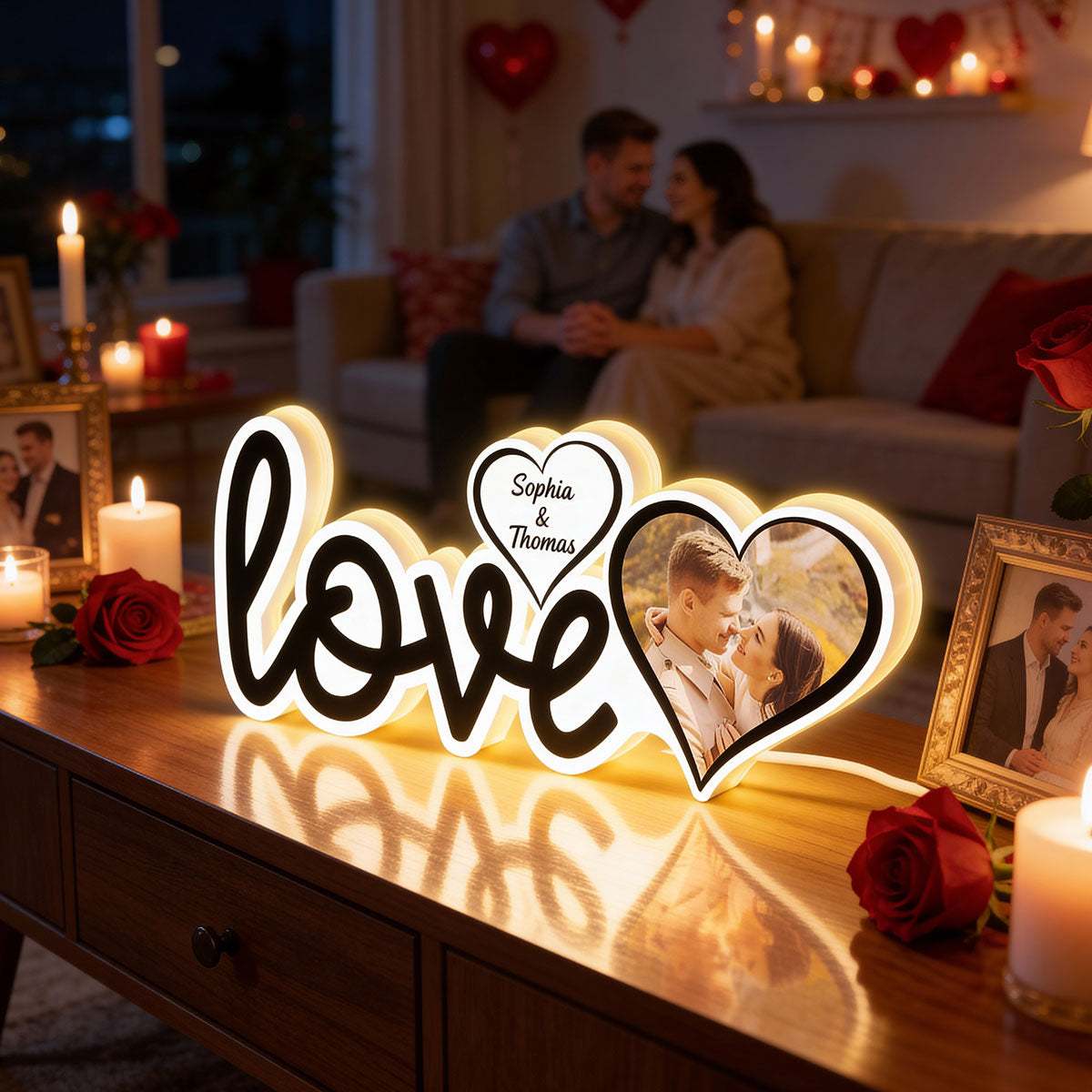 Couple Love Custom Photo - Personalized Light Box - Valentine's Day Gift For Him or Her