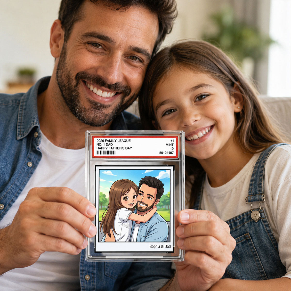 Vintage No. 1 Dad Trading Card Trading Card Cartoon Style - Personalized Acrylic Block Plaque -  Gift For Dad, Husband