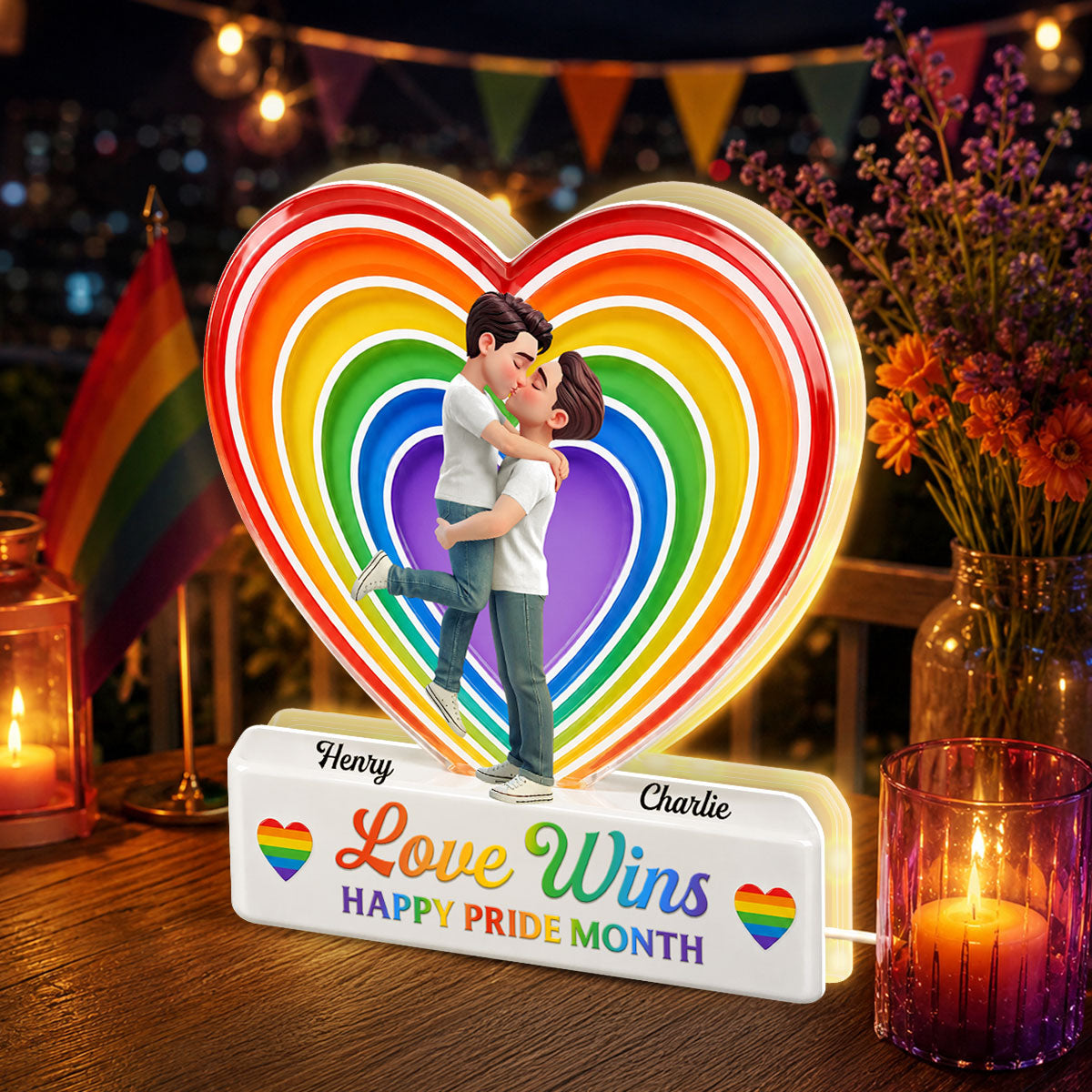 LGBT+ Couple Forever Love Is Love - Personalized Light Box - Gift For Couple, Happy Pride Month