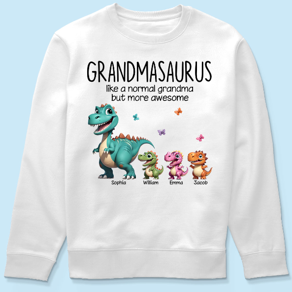 Grandmasaurus And Kids 3D Effect Dinosaurs Personalized Shirt | A Heartfelt Gift for Grandma's Birthday, Mother’s Day, or Just Because