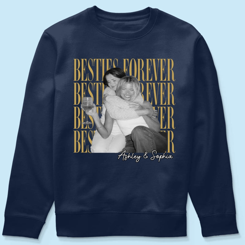 Retro Vintage Besties Upload Photo - Personalized Shirt - Birthday Gift For Best Friends, Matching Friends Group T-shirt