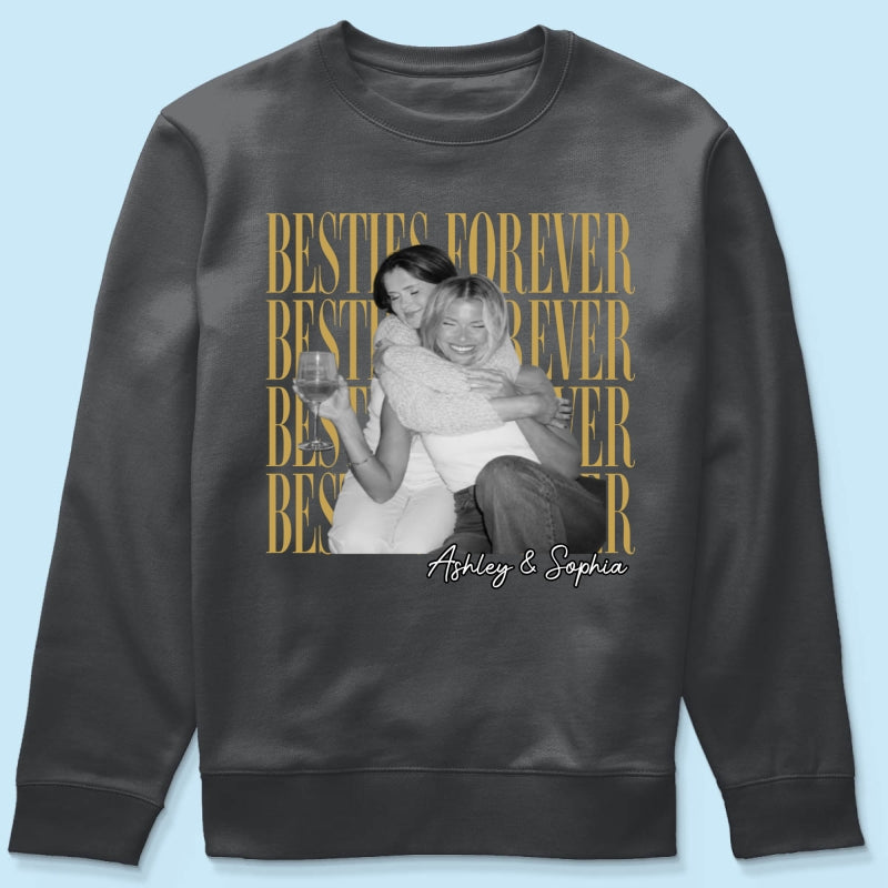 Retro Vintage Besties Upload Photo - Personalized Shirt - Birthday Gift For Best Friends, Matching Friends Group T-shirt