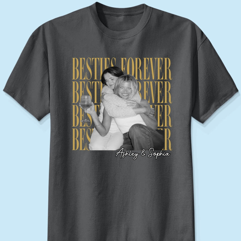 Retro Vintage Besties Upload Photo - Personalized Shirt - Birthday Gift For Best Friends, Matching Friends Group T-shirt