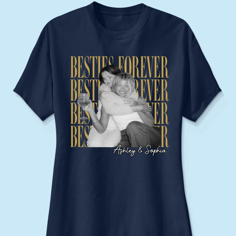 Retro Vintage Besties Upload Photo - Personalized Shirt - Birthday Gift For Best Friends, Matching Friends Group T-shirt