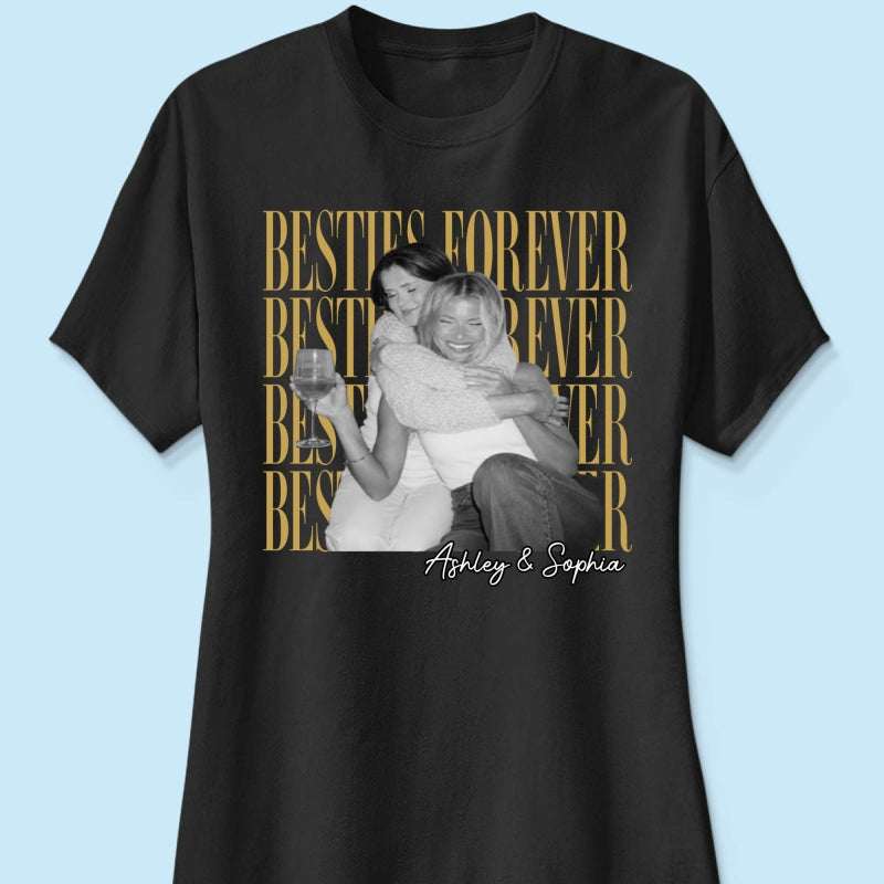 Retro Vintage Besties Upload Photo - Personalized Shirt - Birthday Gift For Best Friends, Matching Friends Group T-shirt