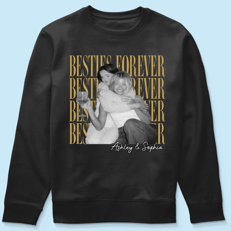 Retro Vintage Besties Upload Photo - Personalized Shirt - Birthday Gift For Best Friends, Matching Friends Group T-shirt