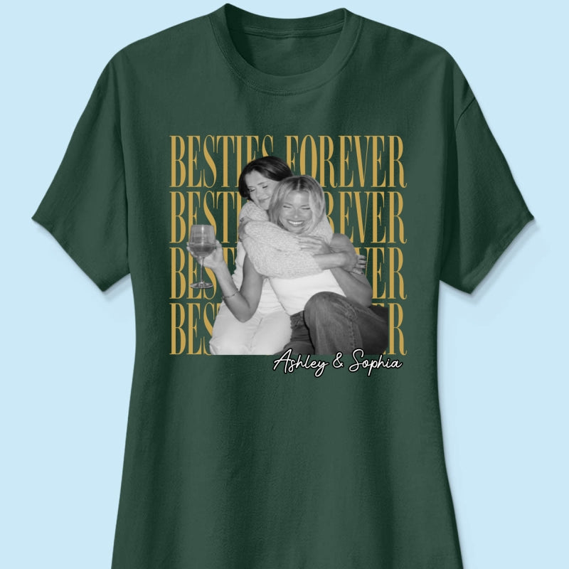 Retro Vintage Besties Upload Photo - Personalized Shirt - Birthday Gift For Best Friends, Matching Friends Group T-shirt