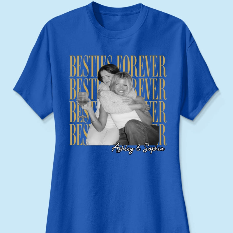 Retro Vintage Besties Upload Photo - Personalized Shirt - Birthday Gift For Best Friends, Matching Friends Group T-shirt