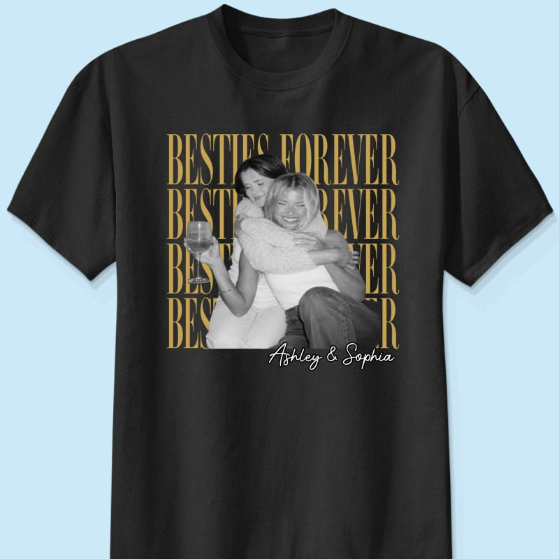Retro Vintage Besties Upload Photo - Personalized Shirt - Birthday Gift For Best Friends, Matching Friends Group T-shirt