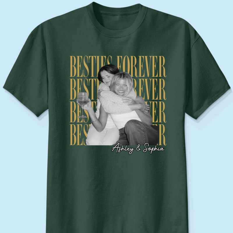 Retro Vintage Besties Upload Photo - Personalized Shirt - Birthday Gift For Best Friends, Matching Friends Group T-shirt