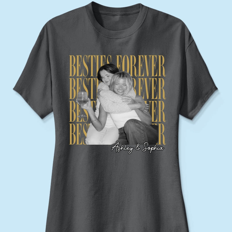 Retro Vintage Besties Upload Photo - Personalized Shirt - Birthday Gift For Best Friends, Matching Friends Group T-shirt