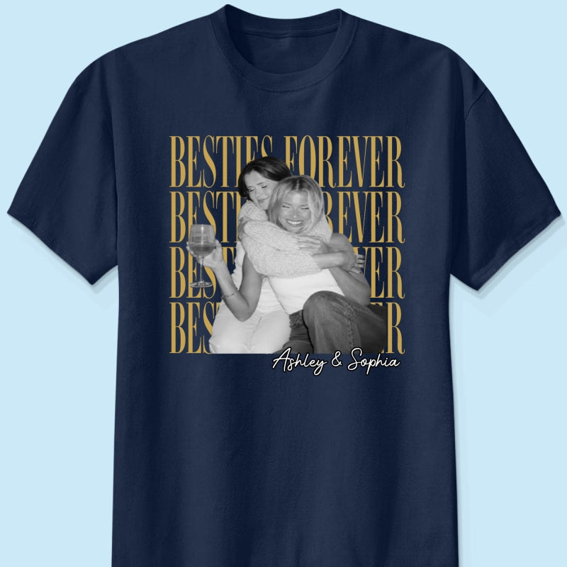Retro Vintage Besties Upload Photo - Personalized Shirt - Birthday Gift For Best Friends, Matching Friends Group T-shirt
