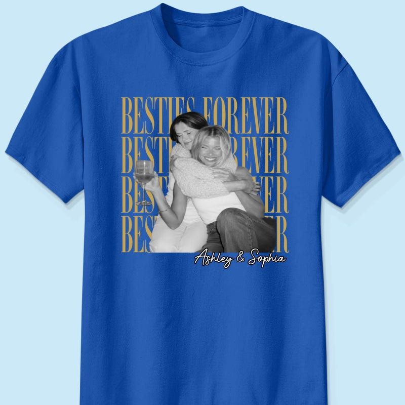 Retro Vintage Besties Upload Photo - Personalized Shirt - Birthday Gift For Best Friends, Matching Friends Group T-shirt