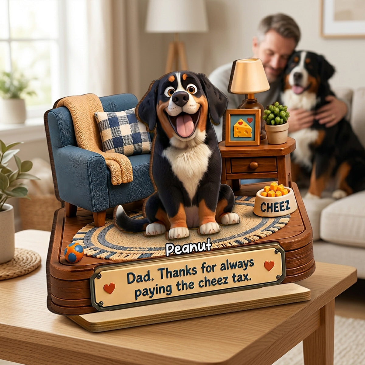 Cheese Tax Dog Dad - Personalized 2-Layered Wooden Plaque -  Gift for Dog Dad