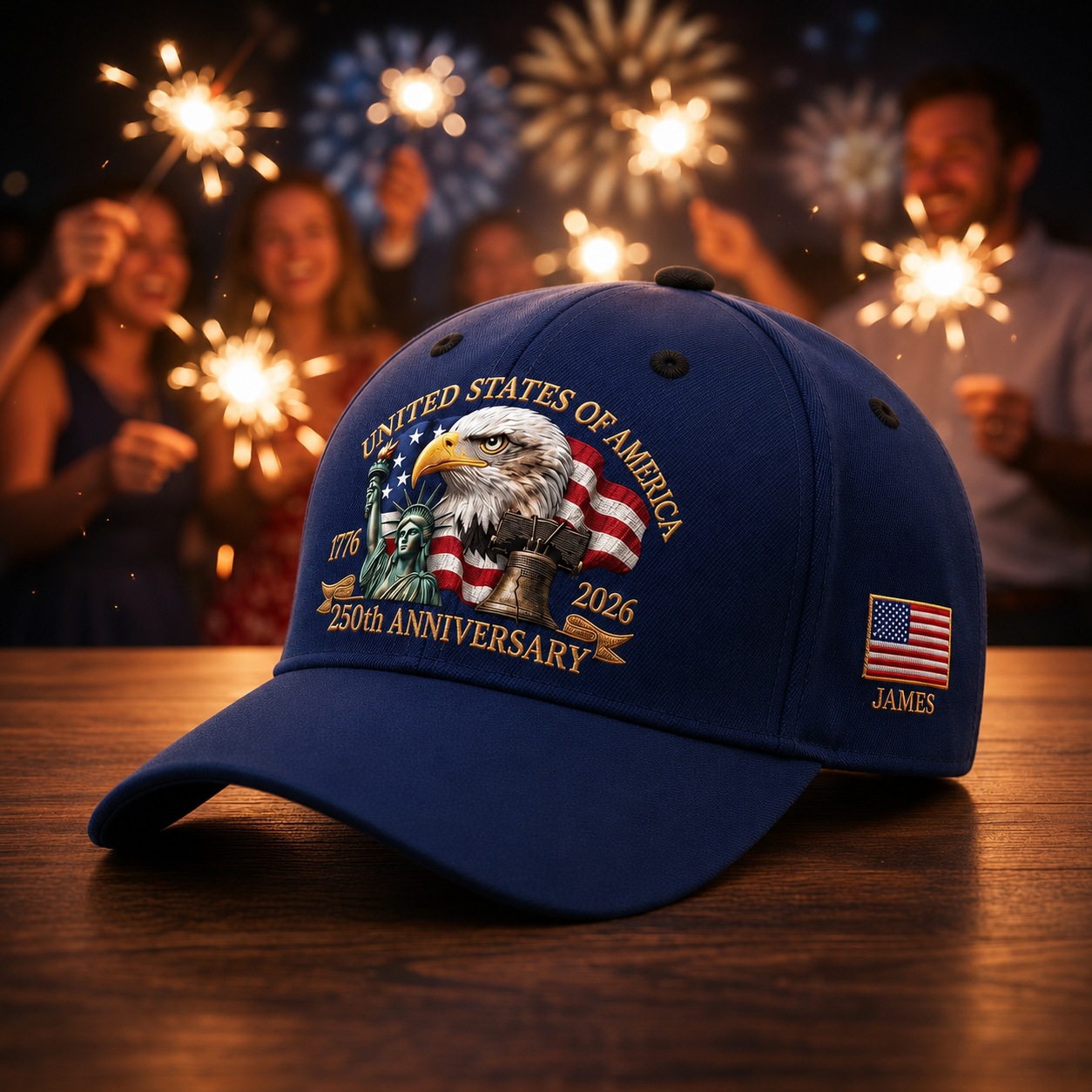 United States 250th Anniversary Eagle Liberty & Bell Printed - Personalized Classic Cap