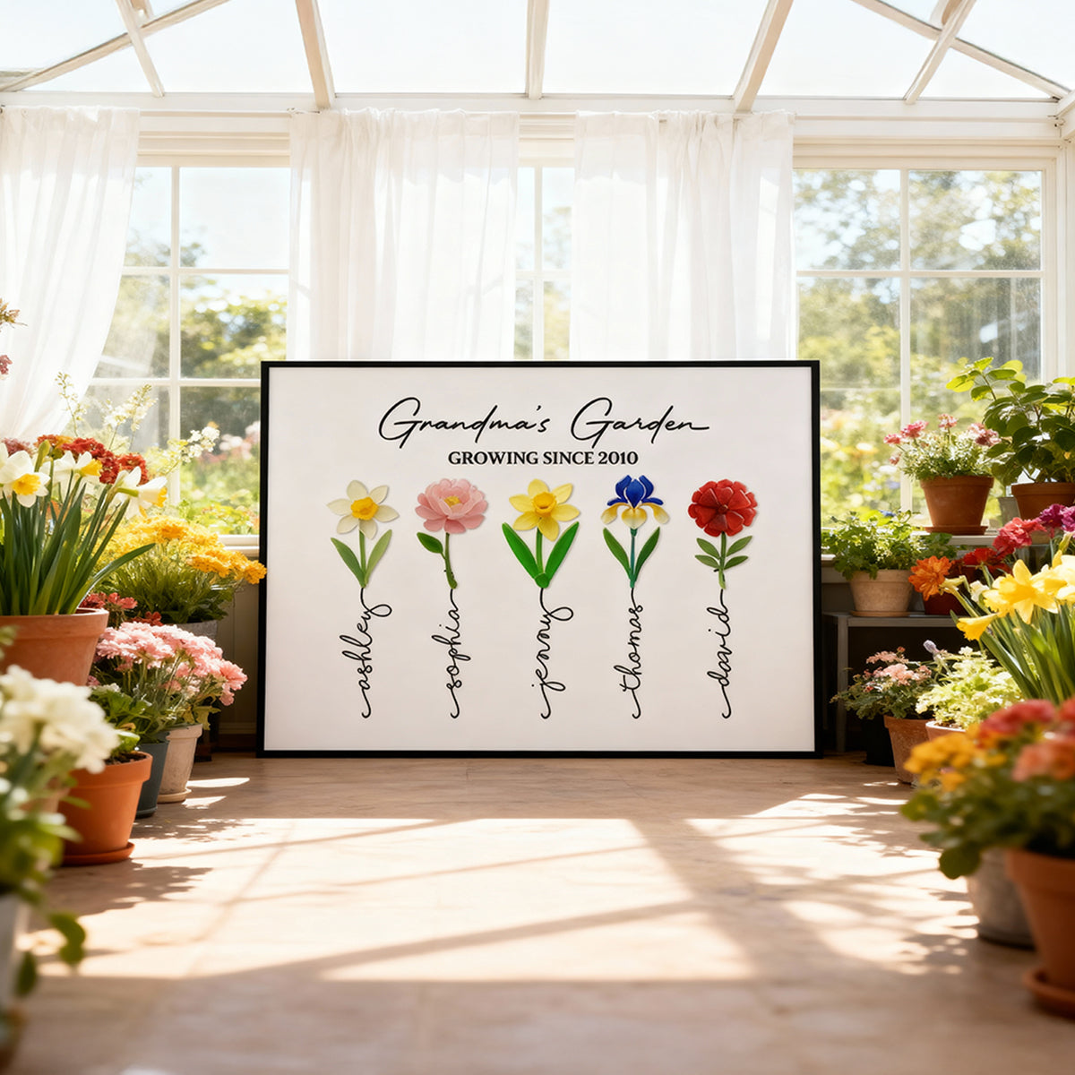 Grandma's Garden 3D Sea Glass - Personalized Poster - Christmas Gift for Grandma