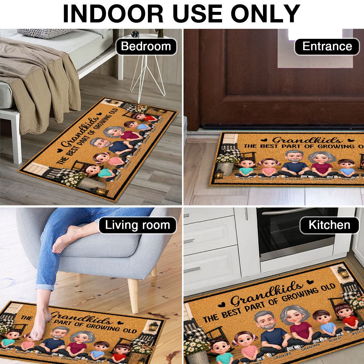 Grandpa Grandma House Porch Grandkids Best Part Of Growing Old - Personalized Doormat - Gift For Grandparents, Spring Summer Decoration