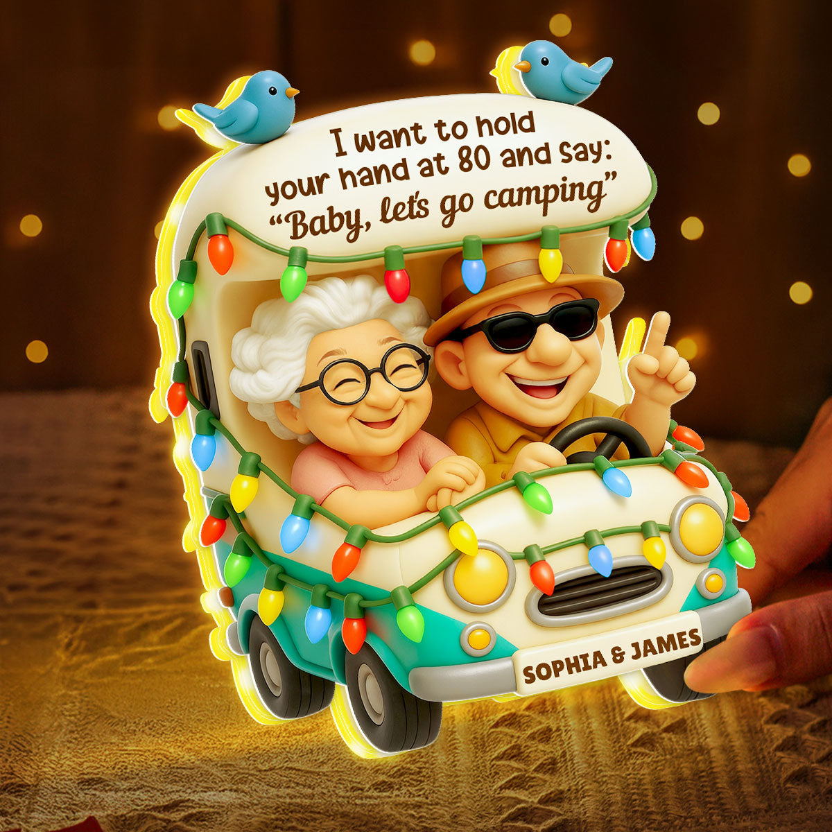Baby Let's Go Camping Old Couple - Personalized Light Box - Gift For Him, Gift For Her, Gift For Couple