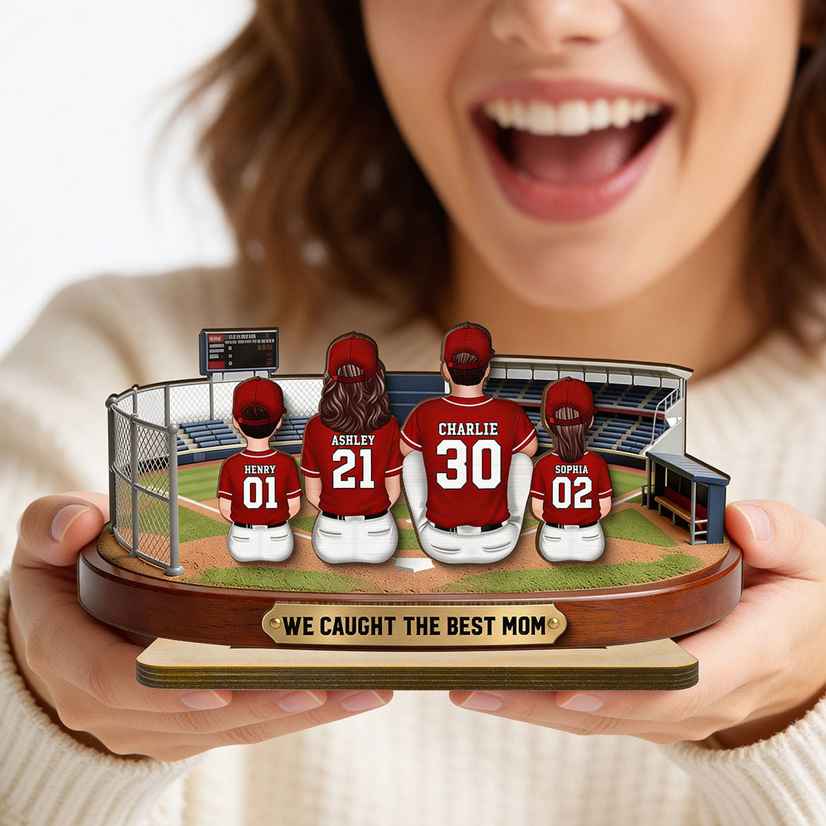 Baseball Family Daddy's Mommy's Dream Team - Personalized 2-Layered Wooden Plaque -  Gift For Baseball Dad, Mom